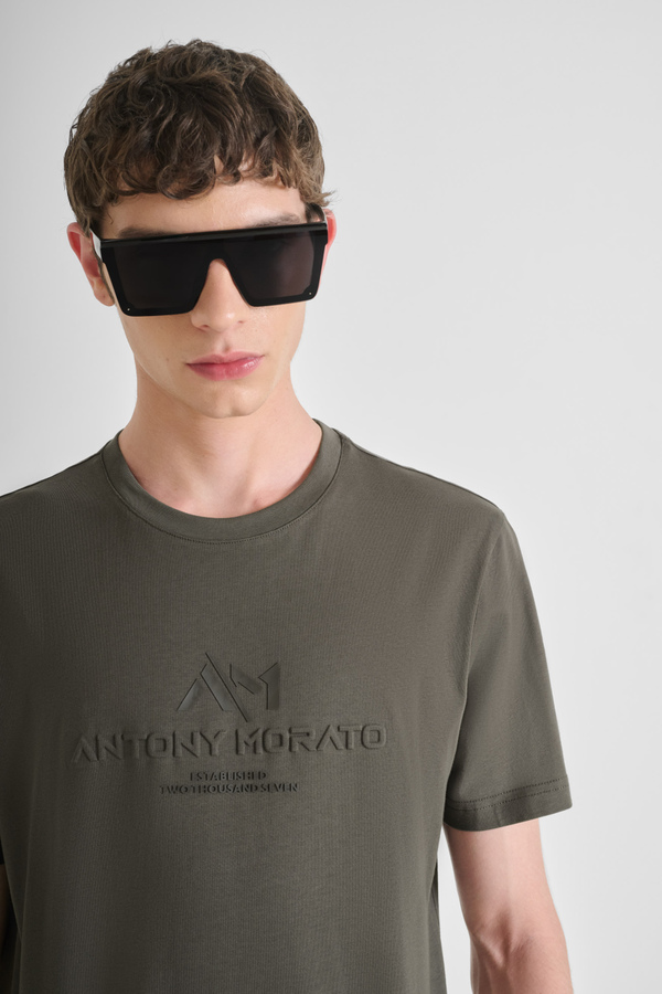T-SHIRT REGULAR FIT IN JERSEY DI COTONE CON STAMPA RUBBER LOGATA - Antony Morato Online Shop