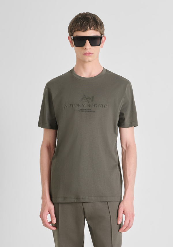 T-SHIRT REGULAR FIT IN JERSEY DI COTONE CON STAMPA RUBBER LOGATA - Antony Morato Online Shop