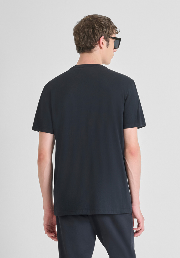 T- REGULAR FIT COTTON JERSEY T-SHIRT WITH RUBBER LOGO PRINT - Antony Morato Online Shop