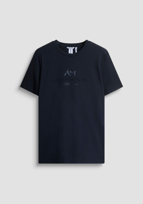 T- REGULAR FIT COTTON JERSEY T-SHIRT WITH RUBBER LOGO PRINT - Antony Morato Online Shop