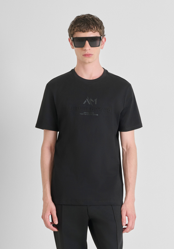 T-SHIRT REGULAR FIT IN JERSEY DI COTONE CON STAMPA RUBBER LOGATA - Antony Morato Online Shop