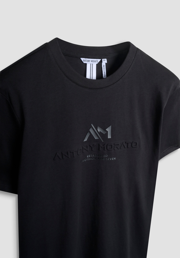 T- REGULAR FIT COTTON JERSEY T-SHIRT WITH RUBBER LOGO PRINT - Antony Morato Online Shop