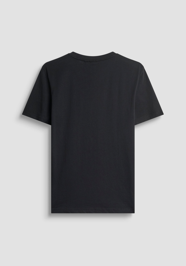 T- REGULAR FIT COTTON JERSEY T-SHIRT WITH RUBBER LOGO PRINT - Antony Morato Online Shop