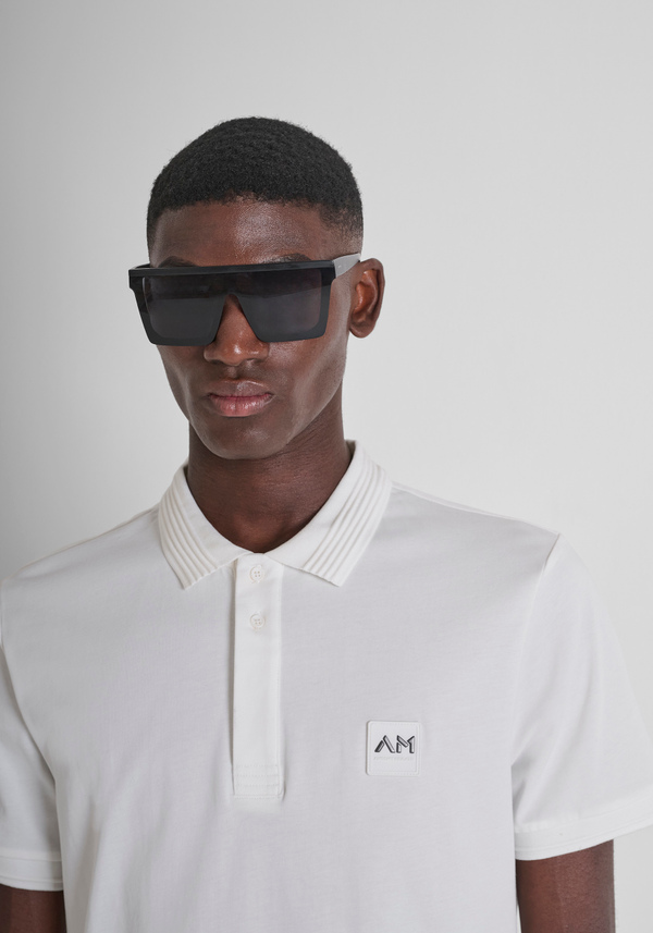 REGULAR FIT COTTON JERSEY POLO SHIRT WITH SMALL LOGO PATCH - Antony Morato Online Shop