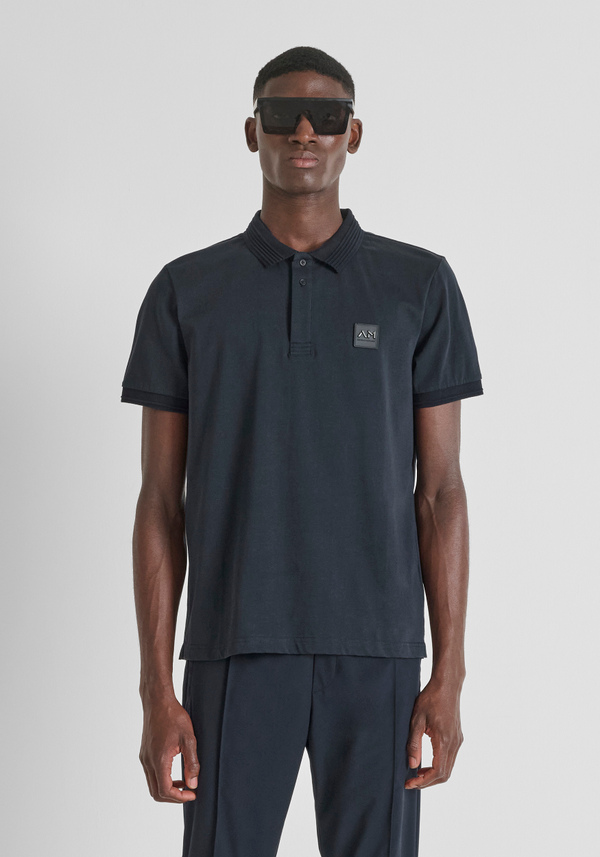 REGULAR FIT COTTON JERSEY POLO SHIRT WITH SMALL LOGO PATCH - Antony Morato Online Shop