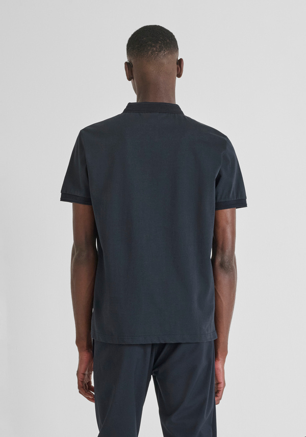 REGULAR FIT COTTON JERSEY POLO SHIRT WITH SMALL LOGO PATCH - Antony Morato Online Shop