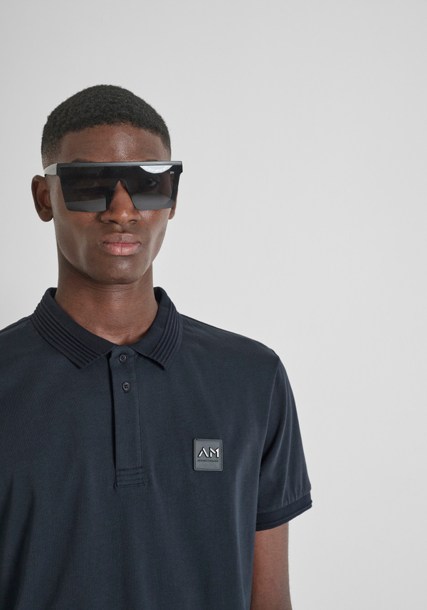 REGULAR FIT COTTON JERSEY POLO SHIRT WITH SMALL LOGO PATCH - Antony Morato Online Shop