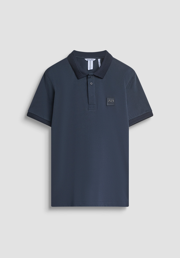 REGULAR FIT COTTON JERSEY POLO SHIRT WITH SMALL LOGO PATCH - Antony Morato Online Shop