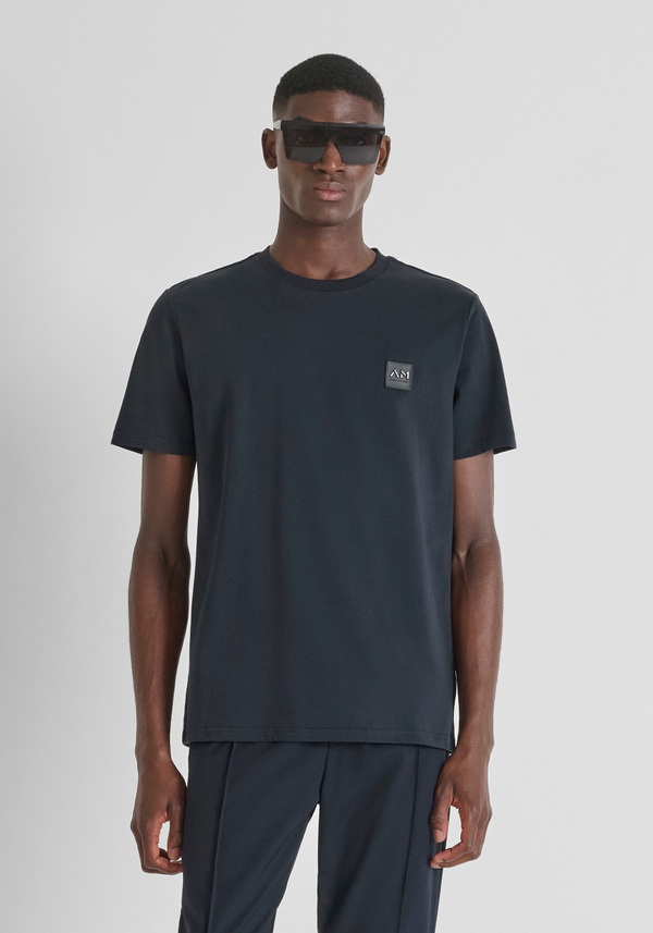 REGULAR FIT COTTON JERSEY T-SHIRT WITH SMALL LOGO PRINT - Antony Morato Online Shop