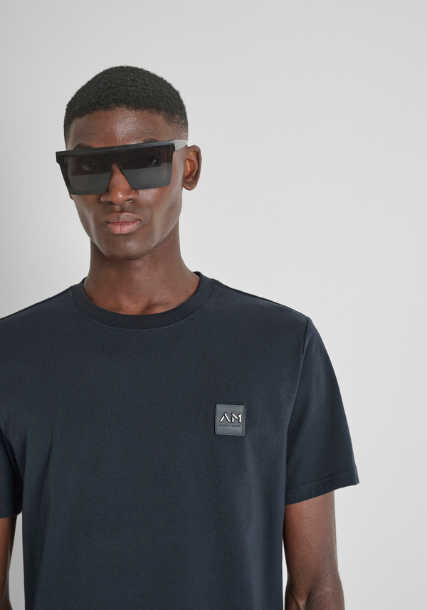 REGULAR FIT COTTON JERSEY T-SHIRT WITH SMALL LOGO PRINT - Antony Morato Online Shop