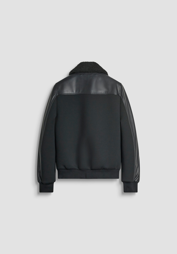 REGULAR FIT REAL LEATHER JACKET WITH TEDDY COLLAR - Antony Morato Online Shop