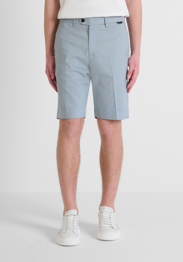 SHORT SLIM FIT «MARK» EN MEZCLA DE ALGODÓN ELÁSTICO CON MICROESTAMPADO - Antony Morato Online Shop