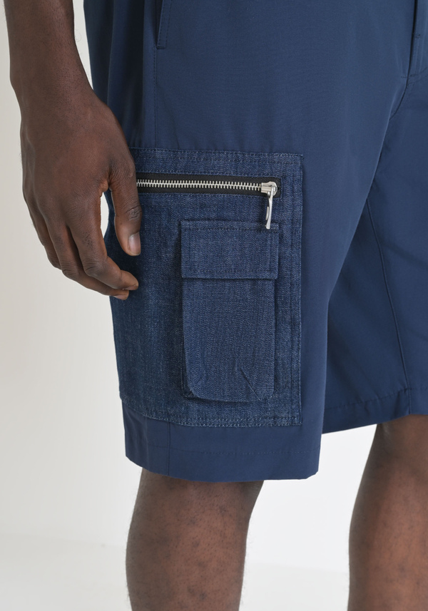 SHORT REGULAR FIT « LARRY » EN COTON MÉLANGÉ AVEC GRANDES POCHES LATÉRALES - Antony Morato Online Shop