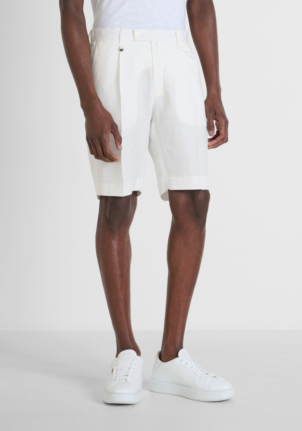 SHORTS REGULAR FIT "LUIS" IN LINEN VISCOSE BLEND - Antony Morato Online Shop