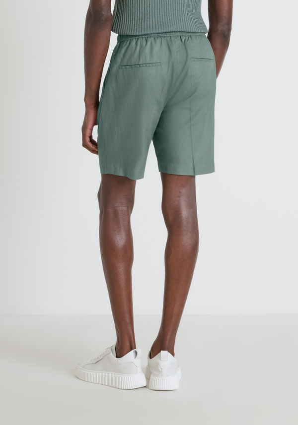 "NEIL" REGULAR FIT SHORTS IN SOFT LINEN BLEND WITH ELASTIC AND DRAWSTRING WAISTBAND - Antony Morato Online Shop