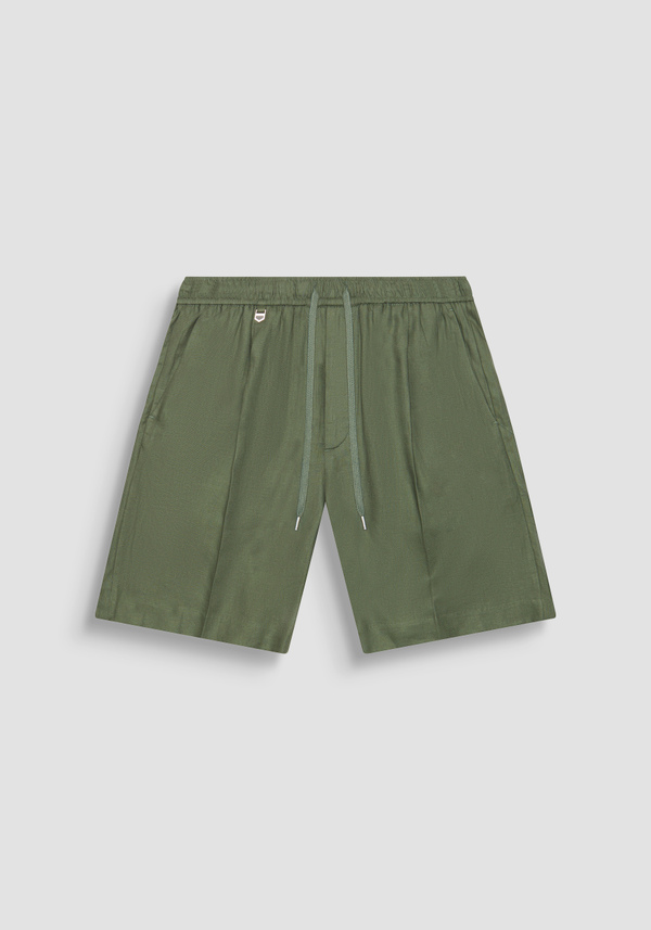 "NEIL" REGULAR FIT SHORTS IN SOFT LINEN BLEND WITH ELASTIC AND DRAWSTRING WAISTBAND - Antony Morato Online Shop