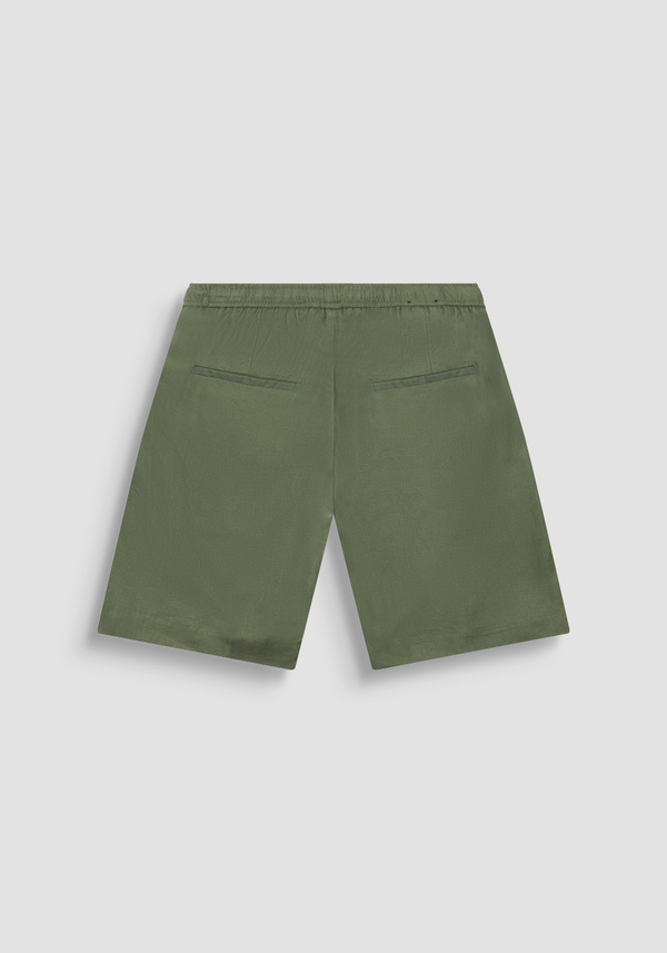 "NEIL" REGULAR FIT SHORTS IN SOFT LINEN BLEND WITH ELASTIC AND DRAWSTRING WAISTBAND - Antony Morato Online Shop