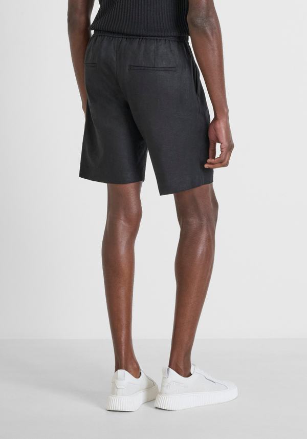 "NEIL" REGULAR FIT SHORTS IN SOFT LINEN BLEND WITH ELASTIC AND DRAWSTRING WAISTBAND - Antony Morato Online Shop