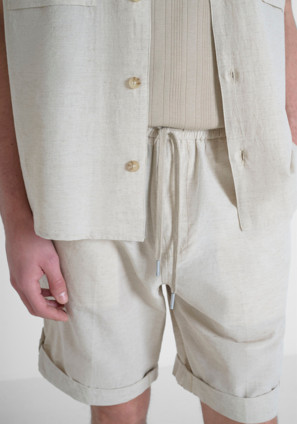 SHORTS REGULAR FIT "JESS" IN COTTON LINEN BLEND - Antony Morato Online Shop