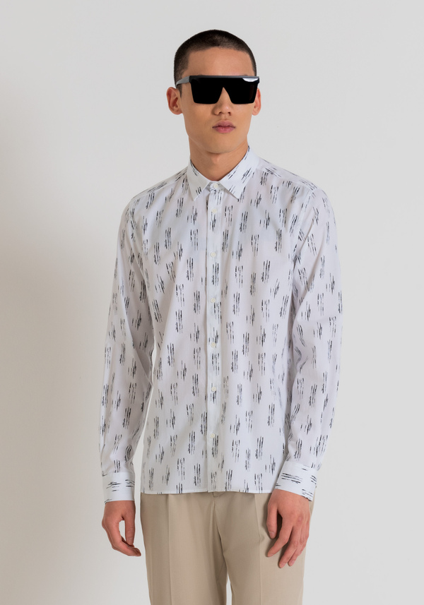 "BARCELONA" REGULAR FIT SHIRT IN COTTON BLEND WITH CONTRASTING PATTERN - Antony Morato Online Shop