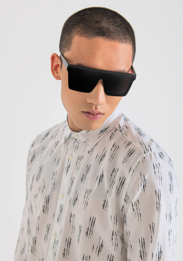 "BARCELONA" REGULAR FIT SHIRT IN COTTON BLEND WITH CONTRASTING PATTERN - Antony Morato Online Shop
