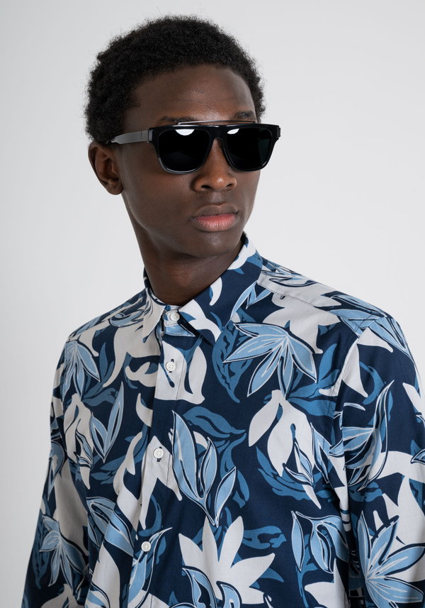 COTTON BLEND REGULAR STRAIGHT FIT "BARCELONA" SHIRT WITH ALL OVER PATTERN - Antony Morato Online Shop