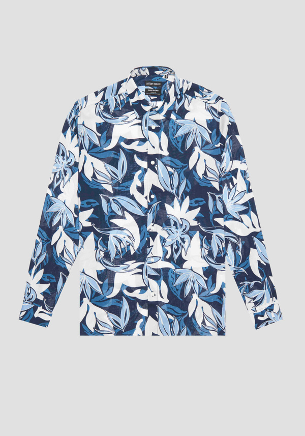 COTTON BLEND REGULAR STRAIGHT FIT "BARCELONA" SHIRT WITH ALL OVER PATTERN - Antony Morato Online Shop