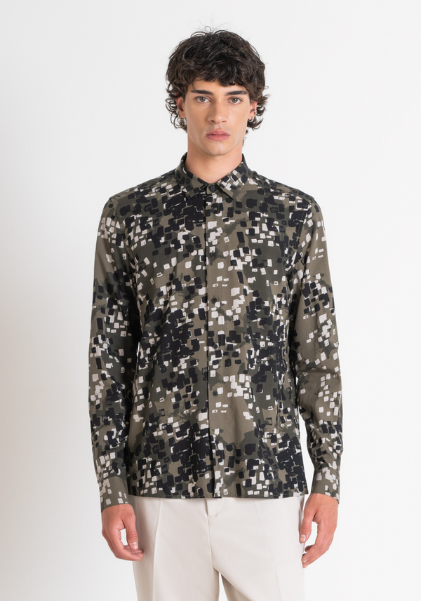 "BARCELONA" REGULAR FIT STRAIGHT CUT PRINTED VISCOSE BLEND SHIRT - Antony Morato Online Shop