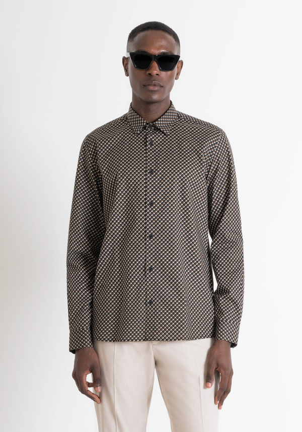 CAMICIA "BARCELLONA" REGULAR FIT TAGLIO DRITTO IN COTONE MICRO FANTASIA - Antony Morato Online Shop