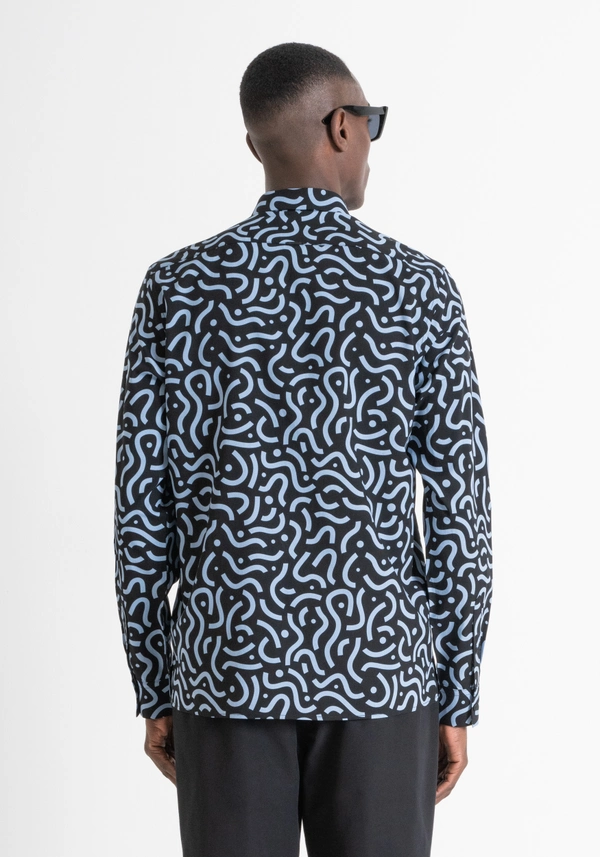 REGULAR FIT "BARCELONA" STRAIGHT CUT SHIRT IN PATTERNED VISCOSE BLEND - Antony Morato Online Shop