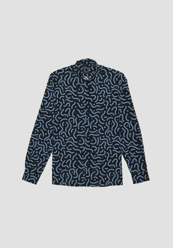 REGULAR FIT "BARCELONA" STRAIGHT CUT SHIRT IN PATTERNED VISCOSE BLEND - Antony Morato Online Shop