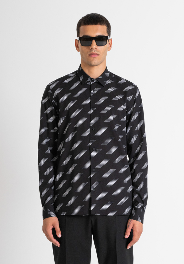 REGULAR FIT "BARCELONA" STRAIGHT CUT SHIRT IN GRADIENT PATTERNED VISCOSE BLEND - Antony Morato Online Shop
