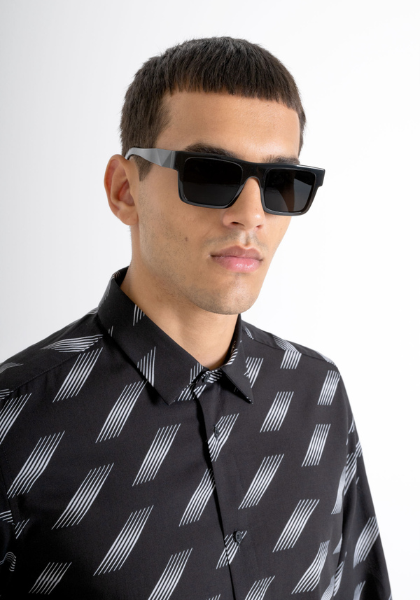 REGULAR FIT "BARCELONA" STRAIGHT CUT SHIRT IN GRADIENT PATTERNED VISCOSE BLEND - Antony Morato Online Shop