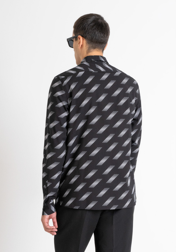 REGULAR FIT "BARCELONA" STRAIGHT CUT SHIRT IN GRADIENT PATTERNED VISCOSE BLEND - Antony Morato Online Shop