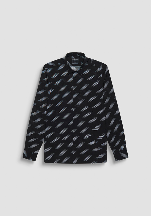 REGULAR FIT "BARCELONA" STRAIGHT CUT SHIRT IN GRADIENT PATTERNED VISCOSE BLEND - Antony Morato Online Shop