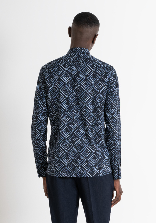 REGULAR FIT "BARCELONA" SHIRT IN DIAMOND PATTERNED VISCOSE BLEND - Antony Morato Online Shop