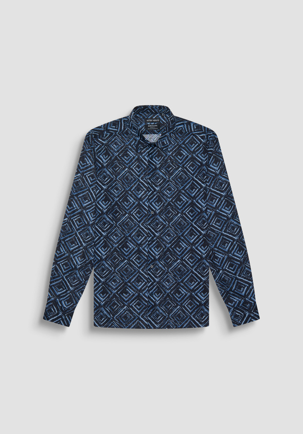 REGULAR FIT "BARCELONA" SHIRT IN DIAMOND PATTERNED VISCOSE BLEND - Antony Morato Online Shop