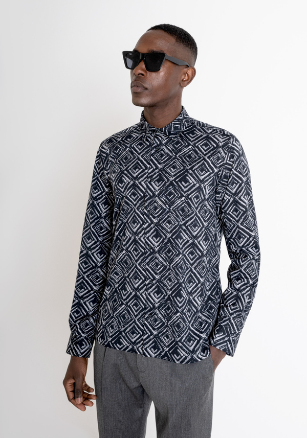HEMD „BARCELONA“ REGULAR FIT AUS VISKOSE-MISCHGEWEBE MIT RAUTENMUSTER - Antony Morato Online Shop