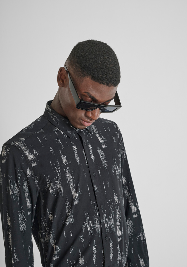 REGULAR STRAIGHT FIT "BARCELONA" IN PRINT COTTON BLEND SHIRT - Antony Morato Online Shop