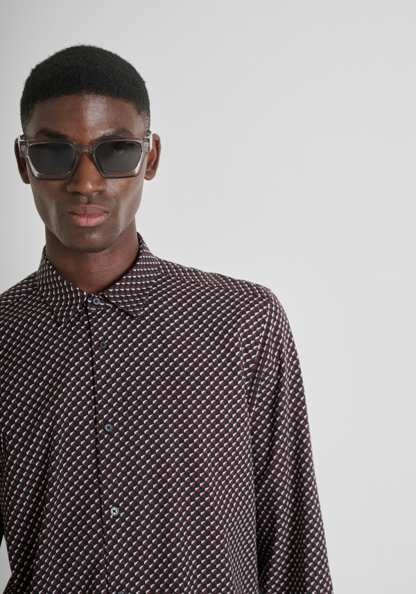 REGULAR STRAIGHT FIT "BARCELONA" COTTON BLEND SHIRT IN DOTS PRINT - Antony Morato Online Shop
