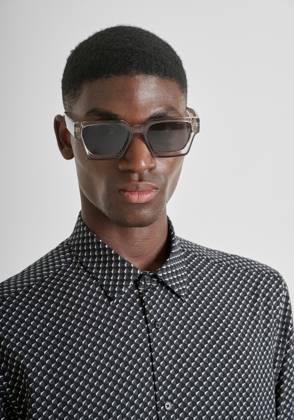 REGULAR STRAIGHT FIT "BARCELONA" COTTON BLEND SHIRT IN DOTS PRINT - Antony Morato Online Shop