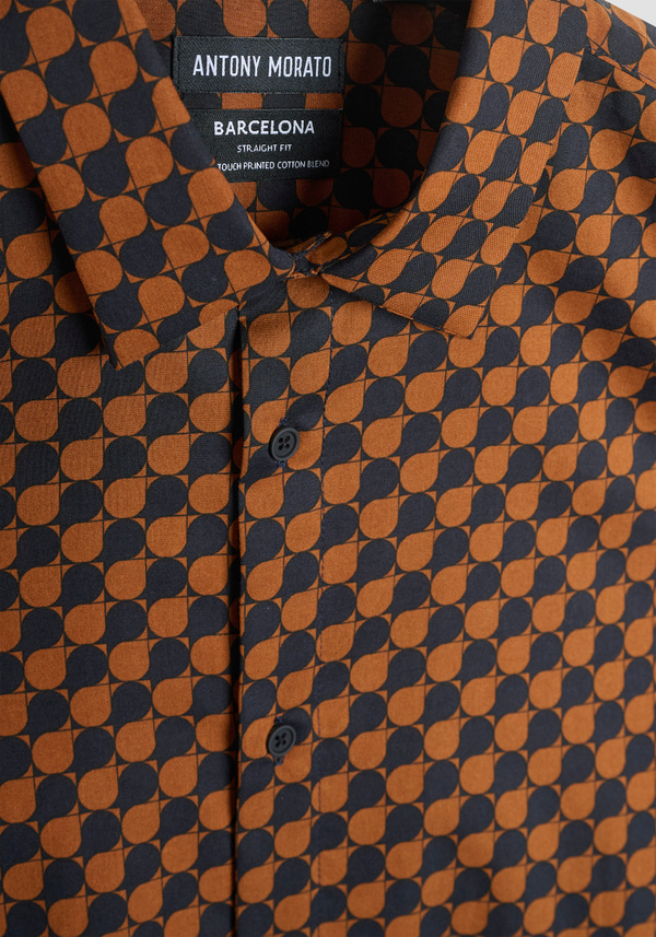 REGULAR STRAIGHT FIT "BARCELONA" COTTON BLEND SHIRT IN GEOMETRIC PRINT - Antony Morato Online Shop