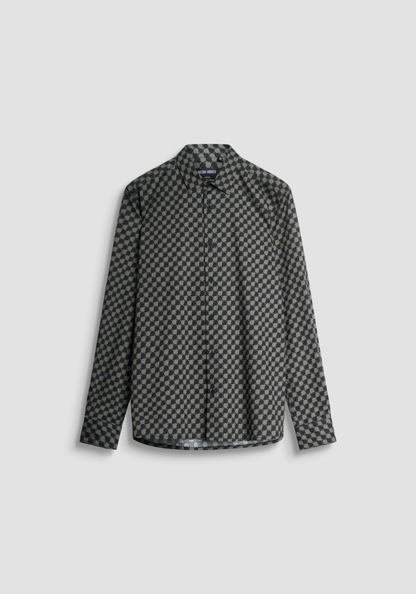REGULAR STRAIGHT FIT "BARCELONA" COTTON BLEND SHIRT IN GEOMETRIC PRINT - Antony Morato Online Shop
