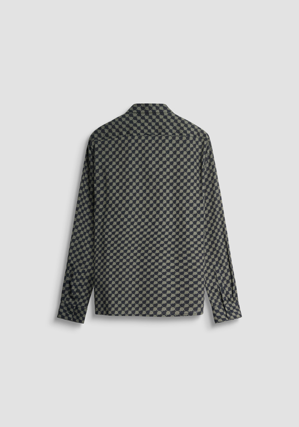 REGULAR STRAIGHT FIT "BARCELONA" COTTON BLEND SHIRT IN GEOMETRIC PRINT - Antony Morato Online Shop