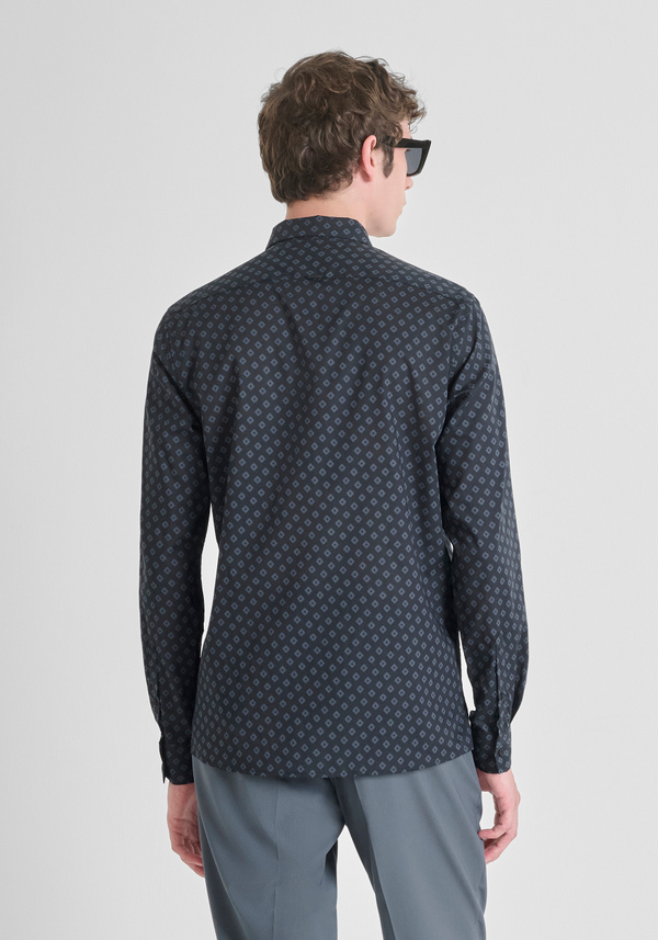 CHEMISE REGULAR STRAIGHT FIT « BARCELONA » MÉLANGE DE COTON IMPRIMÉ GÉOMÉTRIQUE - Antony Morato Online Shop