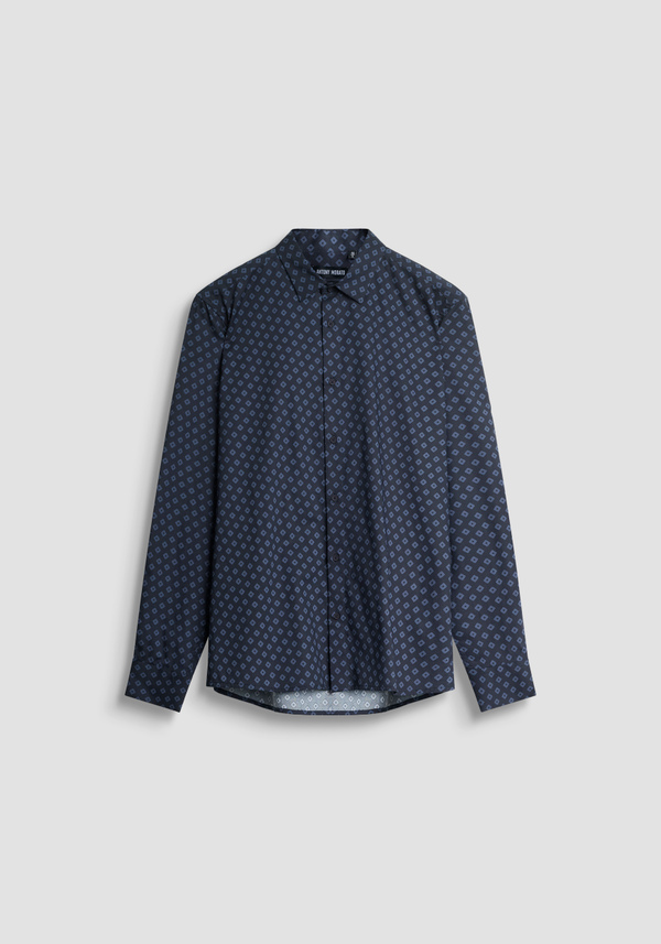 CHEMISE REGULAR STRAIGHT FIT « BARCELONA » MÉLANGE DE COTON IMPRIMÉ GÉOMÉTRIQUE - Antony Morato Online Shop
