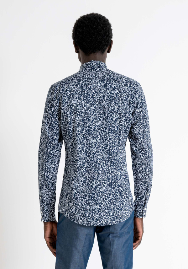SLIM FIT "NAPOLI" COTTON SHIRT WITH ALL OVER PRINT - Antony Morato Online Shop
