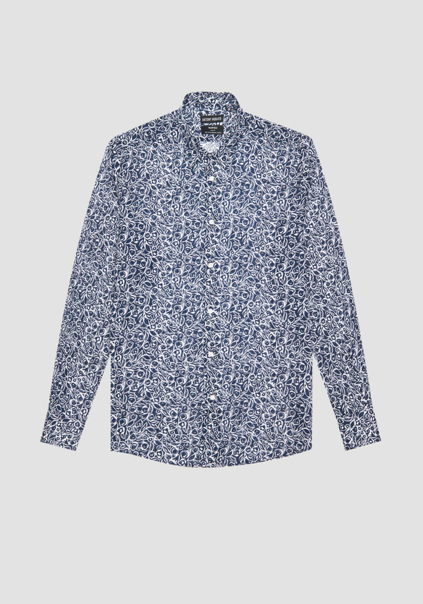 SLIM FIT "NAPOLI" COTTON SHIRT WITH ALL OVER PRINT - Antony Morato Online Shop