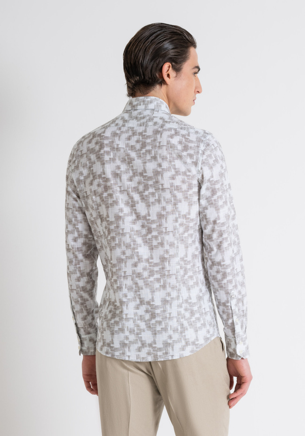 SLIM FIT "NAPOLI" SLUB PRINTED COTTON SHIRT - Antony Morato Online Shop
