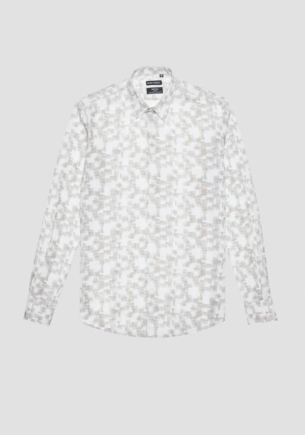SLIM FIT "NAPOLI" SLUB PRINTED COTTON SHIRT - Antony Morato Online Shop